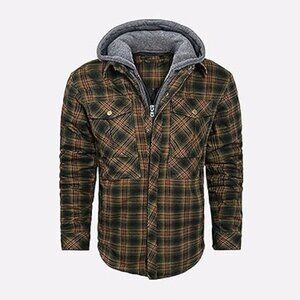 Men Long Sleeve Lined Jacket Lightweight Trendy Plaid Coat